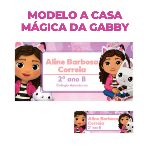 Etiqueta escolar personalizada Kit A casa mágica da Gabby