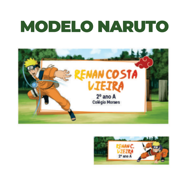 Etiqueta escolar personalizada Kit Naruto