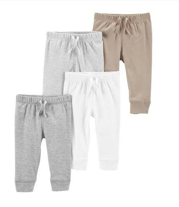 Kit calça jogger bebê 4 peças cós elástico multicor, Carter's