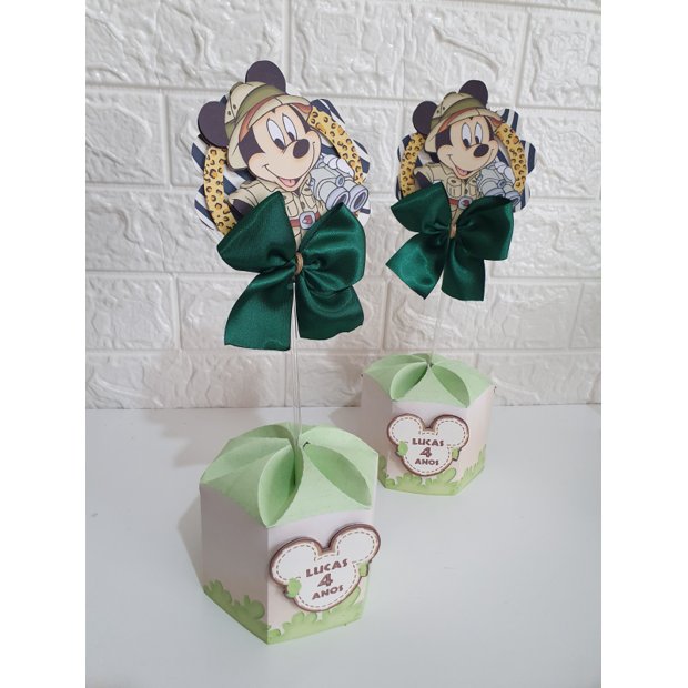 Centros de Mesa Safari do Mickey | Papel Criativo Personalizações