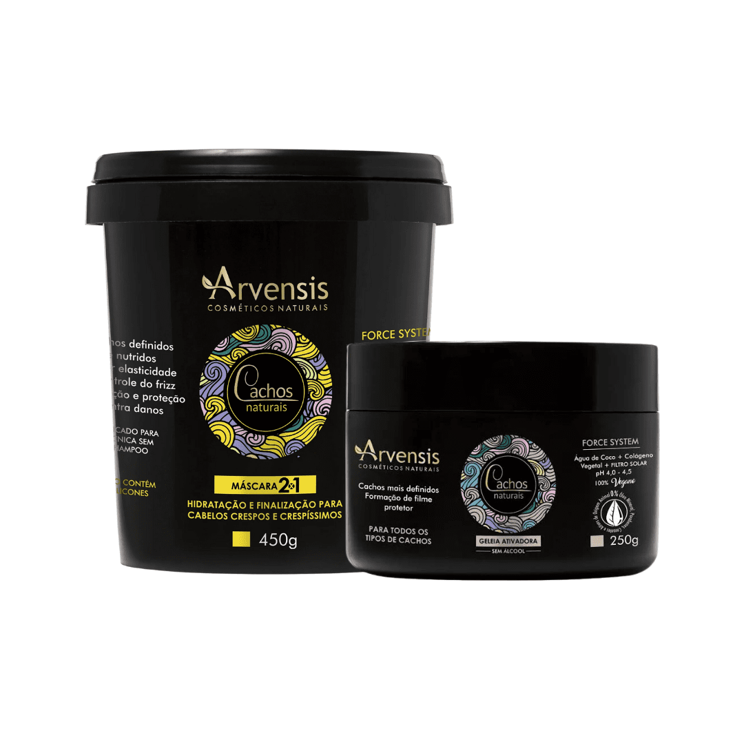 Máscara 2x1 e Geleia Ativadora Cachos Fixação Suave Arvensis