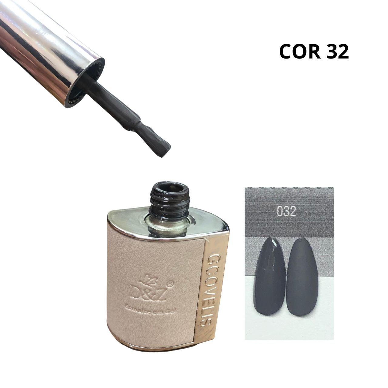ESMALTE EM GEL D&Z GCOVELIS 15ML (COR 32) - CINZA | NAILS CLUB