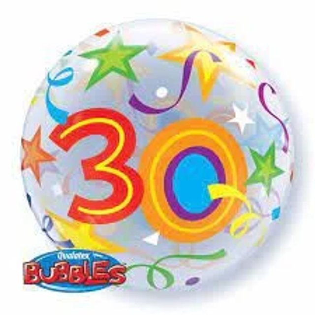 BALÃO BUBBLE 56CM 30 ANOS - QUALATEX - BALÃO 30 ANOS 56CM - QUALATEX