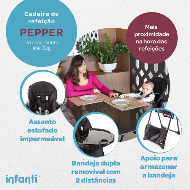 Cadeira de alimentação para bebê Pepper cor black Infanti