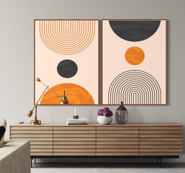 Quadro Abstrato - KIT Geométrico Simples | Decoração Moderna e ...