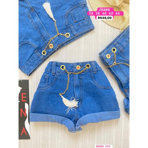 Conjunto Feminino Emily Shorts e Blusa Azul - Crispim Store