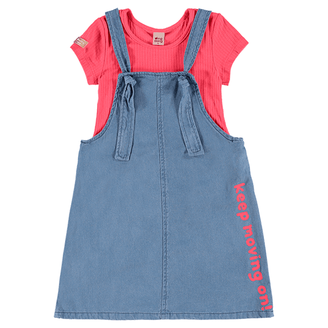 Vestido Salopete Jeans com Blusa 1488 Outlet Kids Oficial