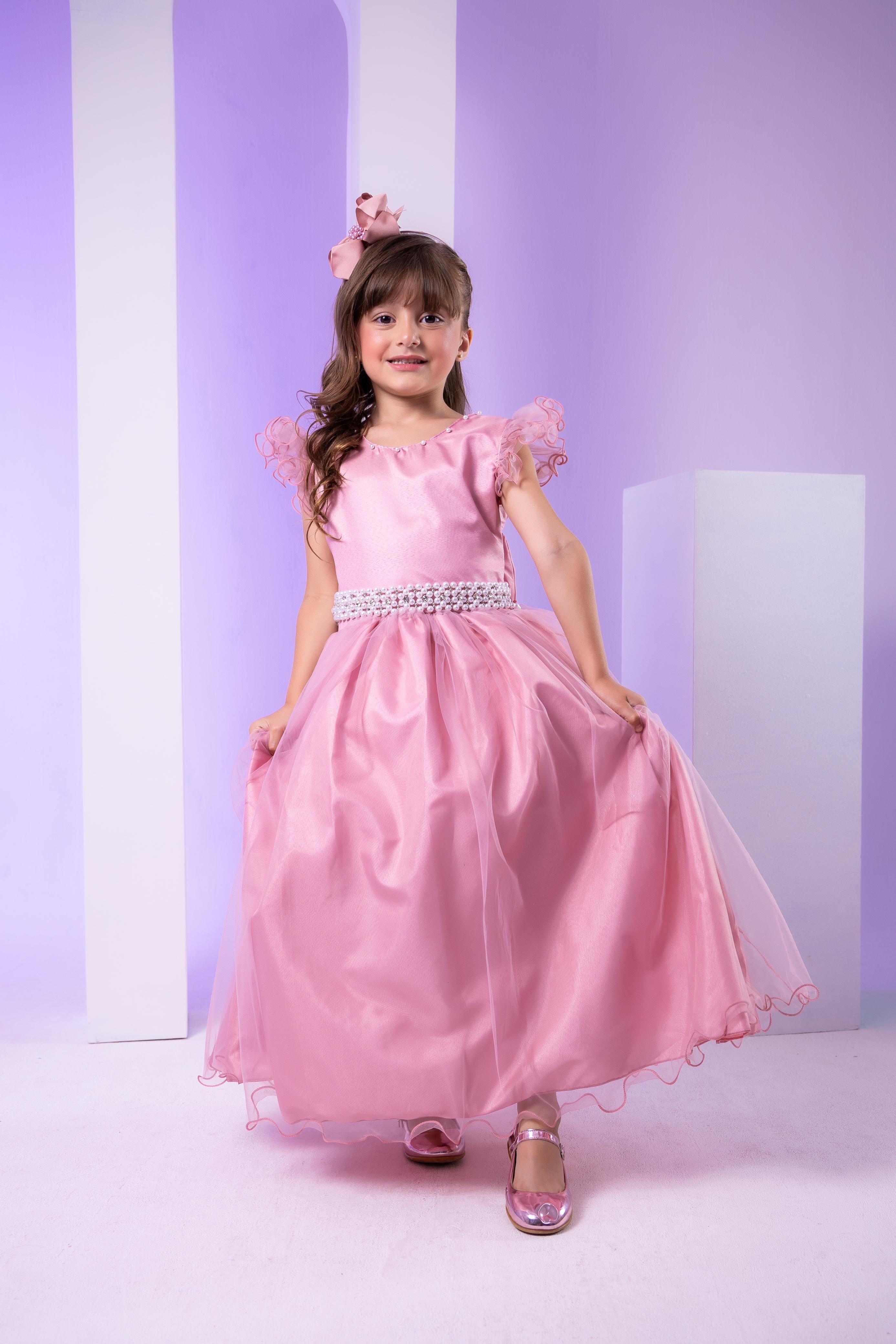 Vestido Infantil Rose Longo para Formaturas, Daminha, Festas
