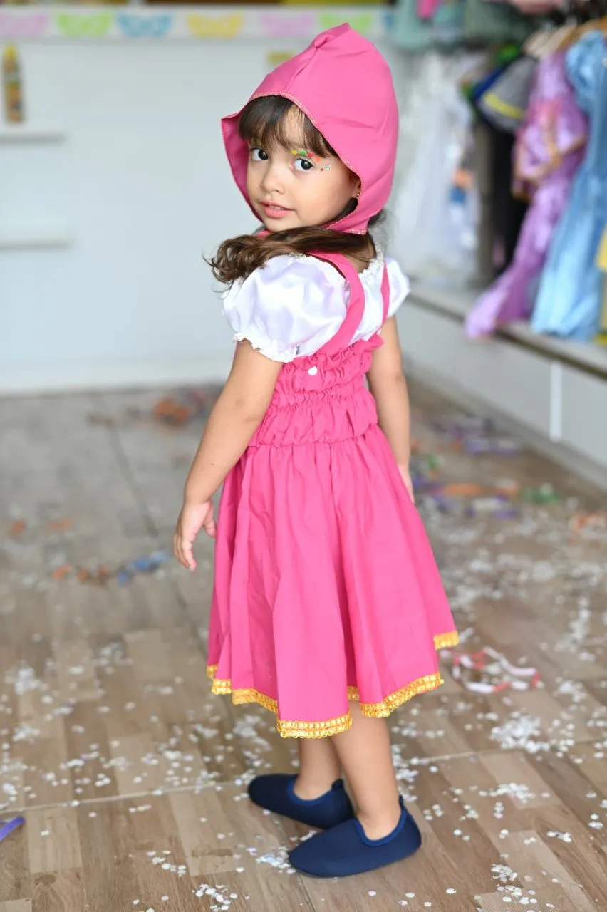 Conjunto Vestido Fantasia Menina Levada MASHA Pink c