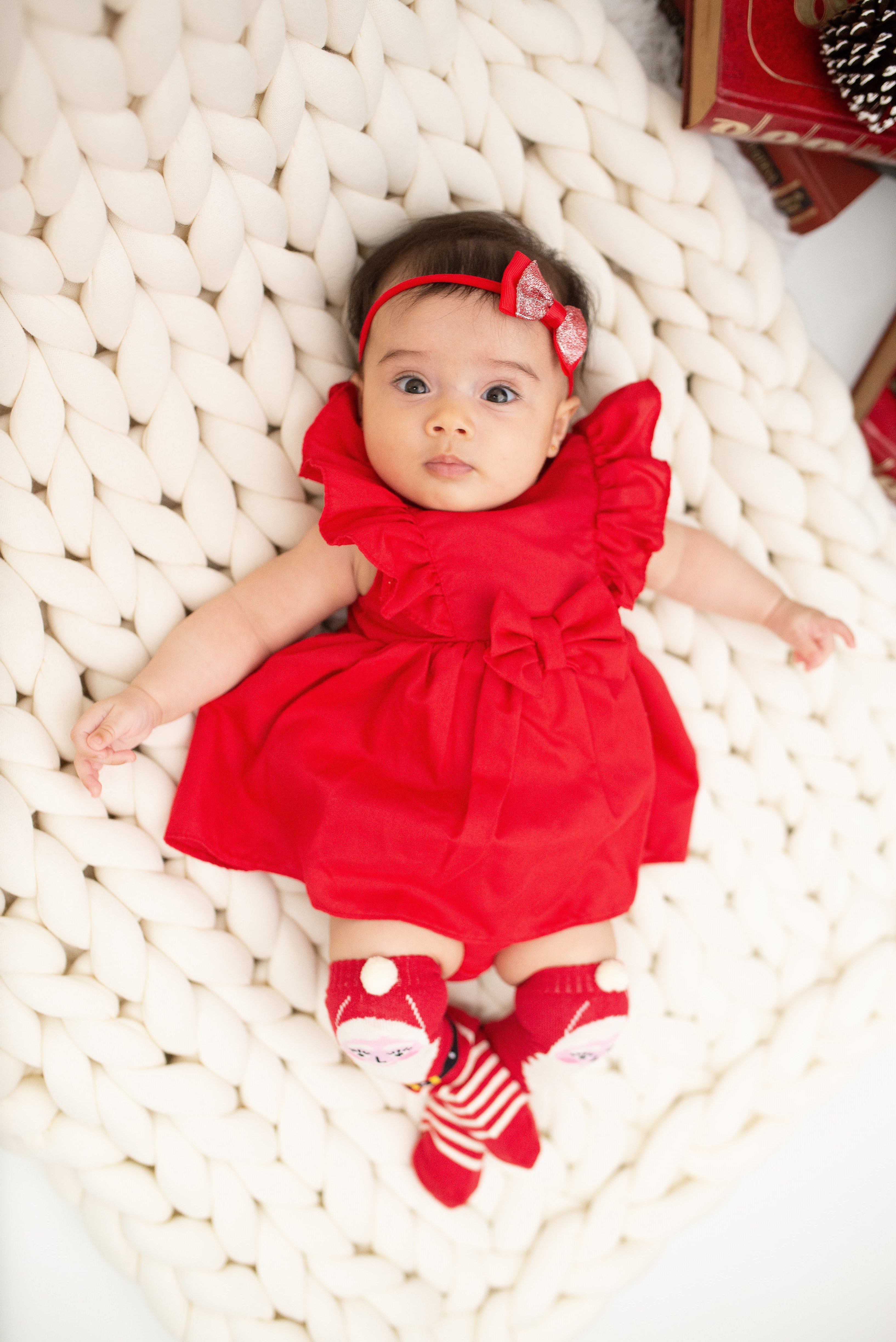 Vestido Infantil Bebê Vermelho com Calcinha MonSucre p/ Natal