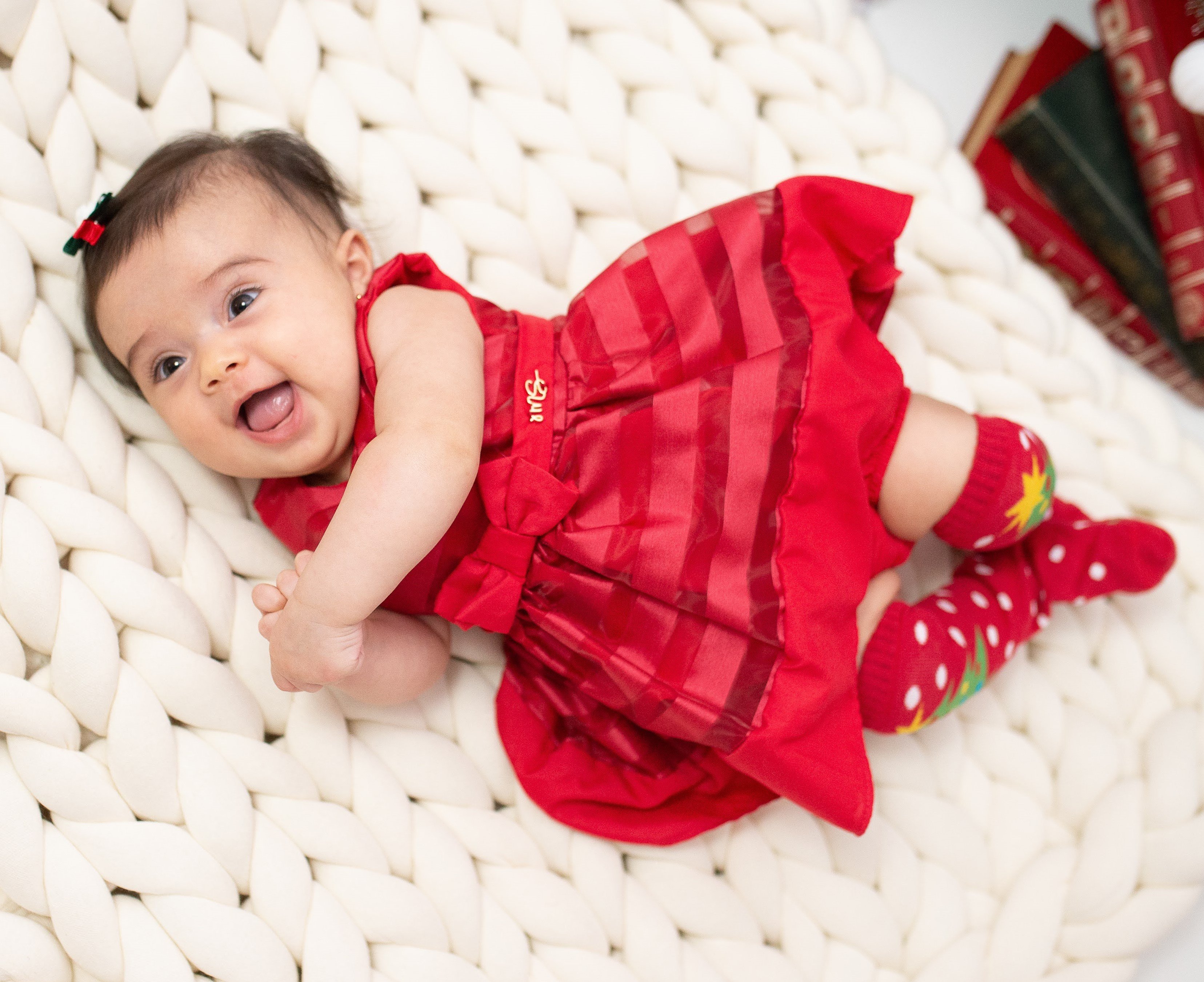 Vestido Infantil Bebê Vermelho com Calcinha MonSucré p/ Natal