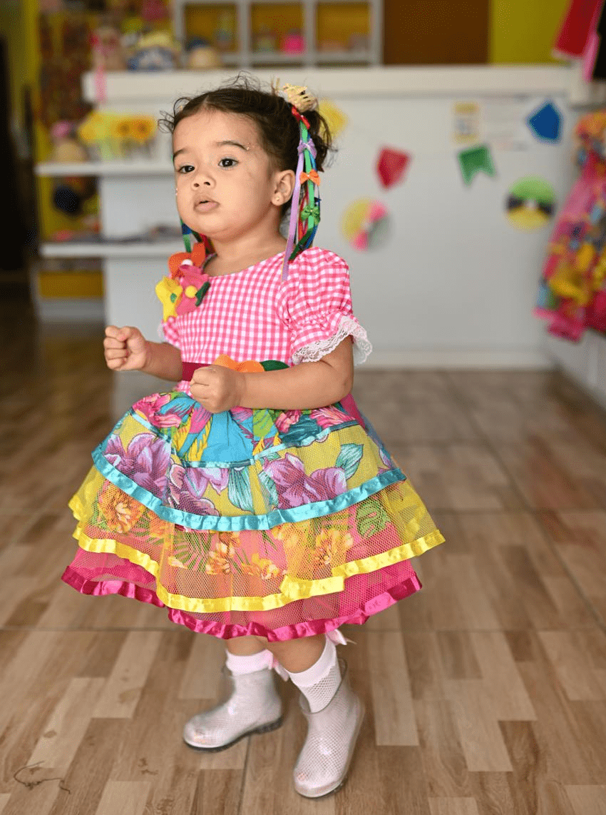 Xadrez Vestido Festa Junina Bebe Vestido Junino Flores Do Arraiá
