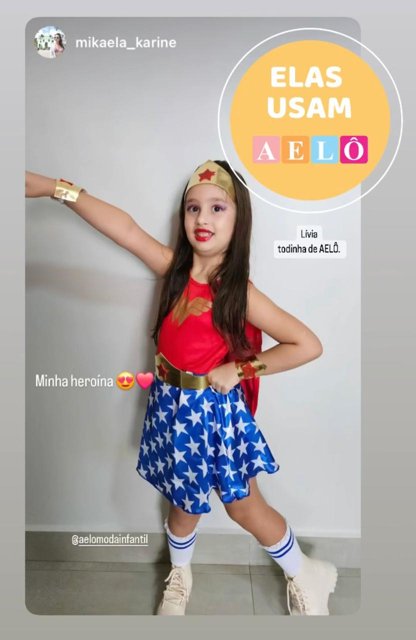 Vestido Fantasia Infantil MULHER MARAVILHA com Capa e acessórios
