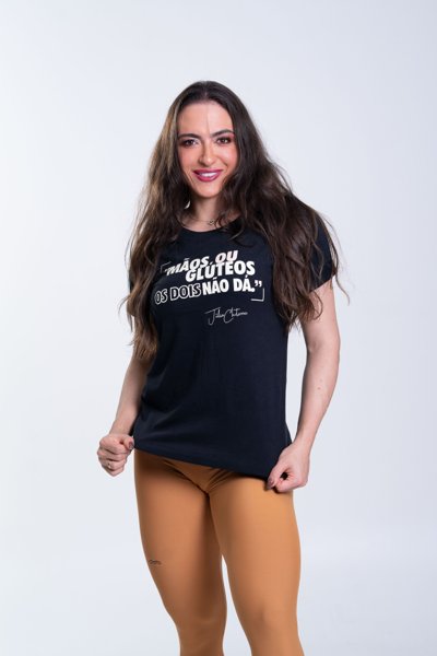 T-Shirt fitness Focus Julia  Preta