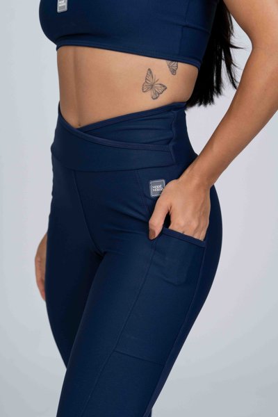 Legging De Ginastica Calça Legging Fusion Azul Marinho Compressão