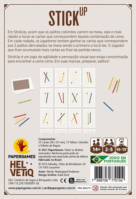 Stickup- Jogo De Cartas E Palitos -Linha Matchbox Papergames