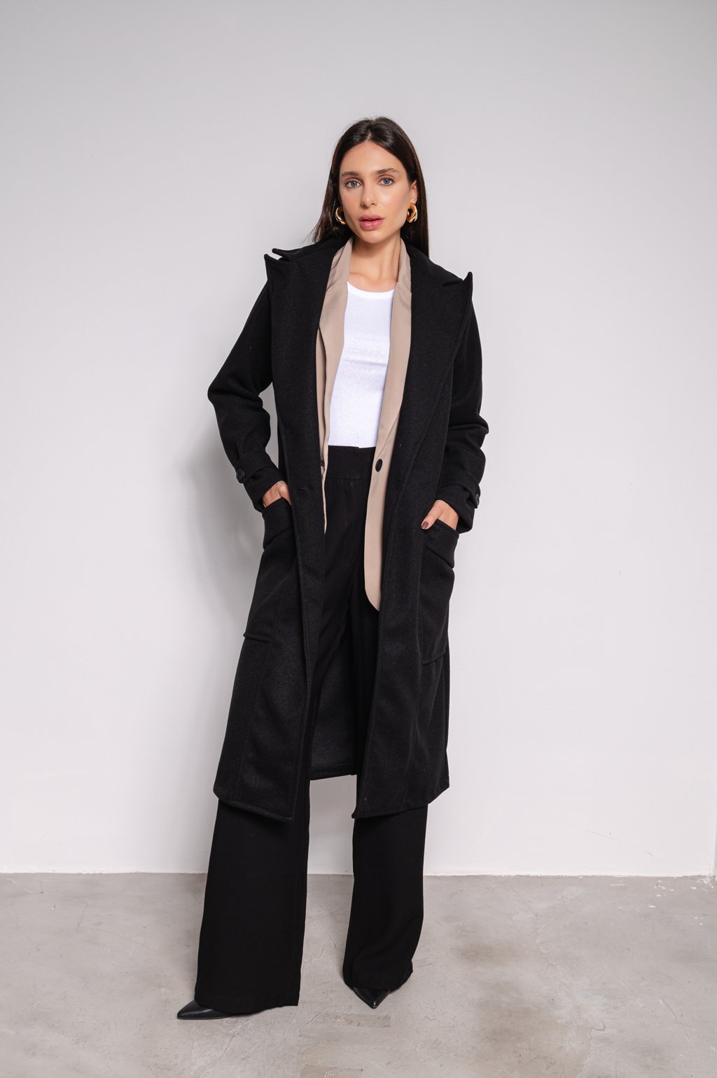 Casaco Feminino Sobretudo Longo Masculino Preto Sobretudo Longo