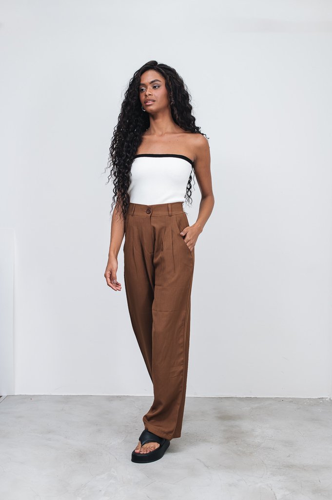 Alfaiataria Calça Cirre Pantalona Calça Pantalona Cintura Alta