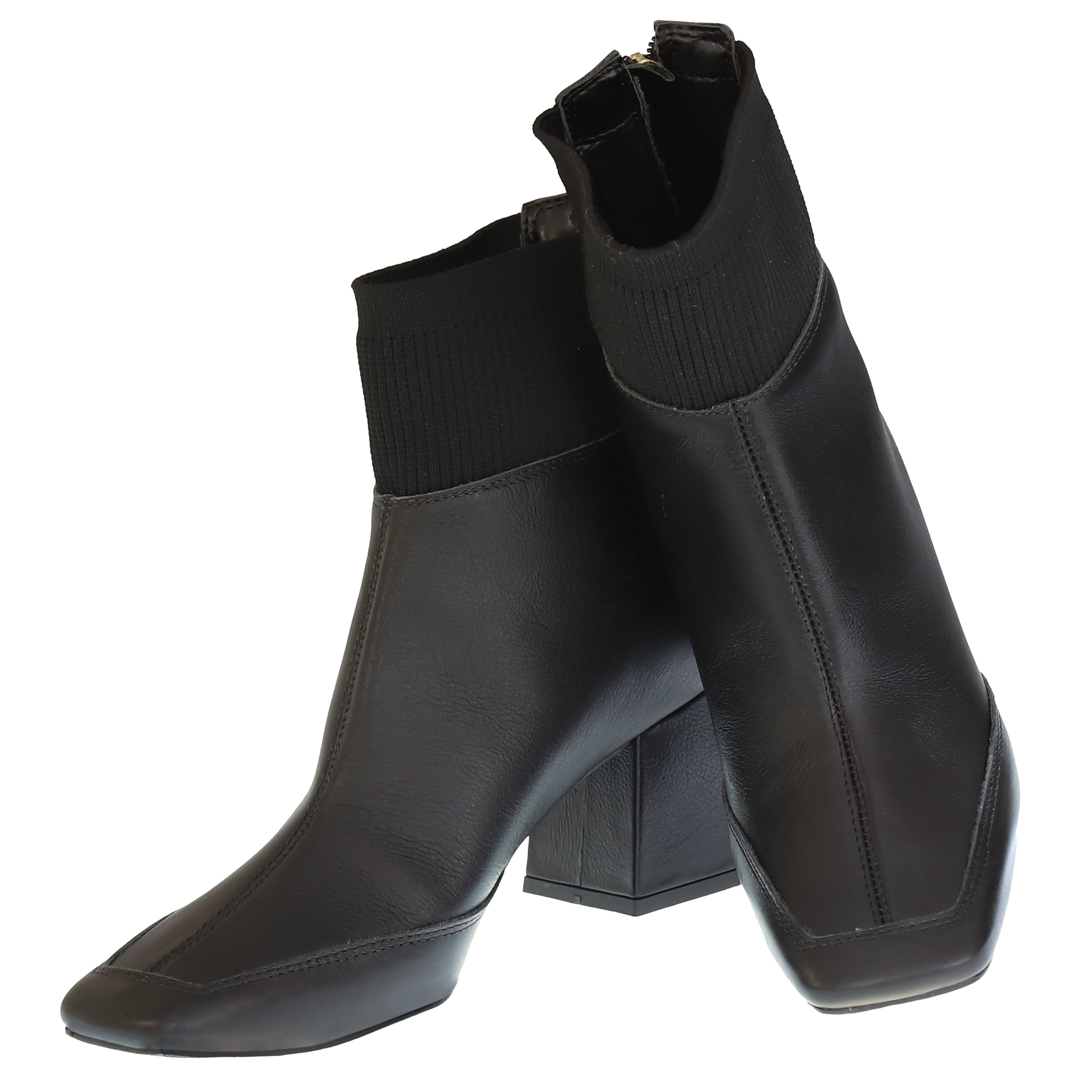 Bota Salto Bloco Bico Quadrado New Square 5217-5 Raphaella Booz