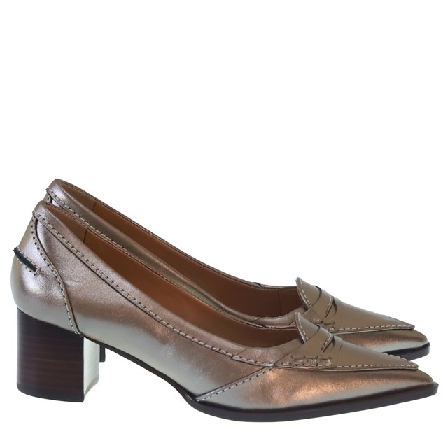 Scarpin Loafer Salto Bloco Leurre 42925 Metal Moselle por Werner