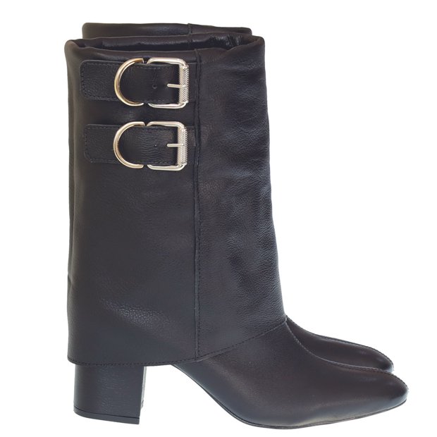 Bota Salto Bloco Cano Médio Envelop Bucklet 5131-5 Raphaella Booz