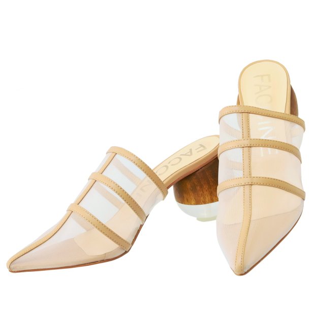 Mule Salto Madeira/Acrílico 8883 Faccine Moselle Sapatos Femininos