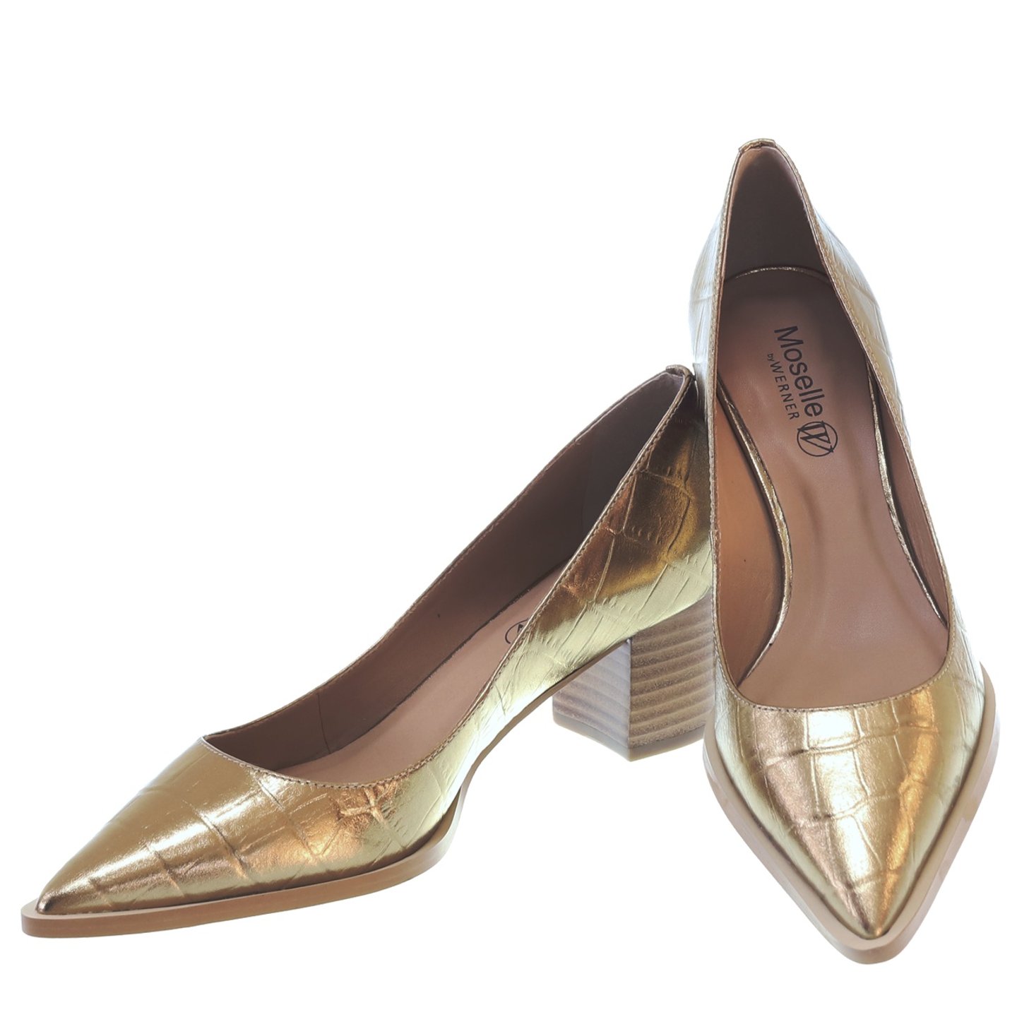 Salto Bloco Peep Toe Dourado Salto Grosso Scarpin Salto Bloco