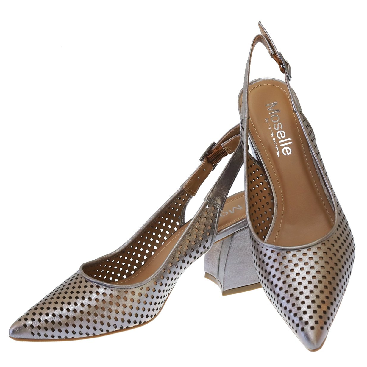 Scarpin Salto Geo Laser Cutted July P2198 Metal Moselle Tabita