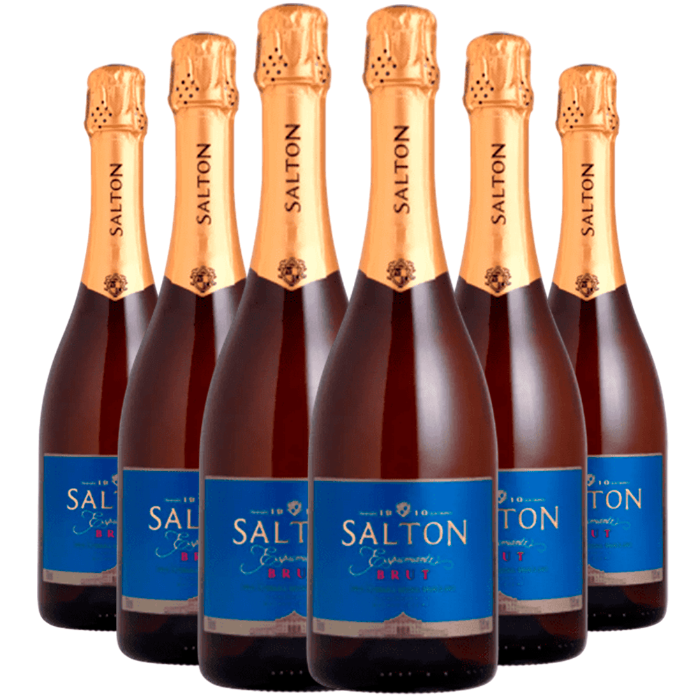 Espumante Vinícola Salton Branco Brut Brasil Chardonnay, Glera, Trebbiano 750ml - 6 Unidades