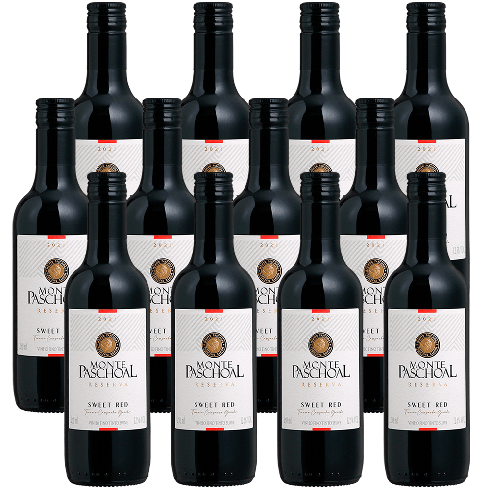 Vinho Monte Paschoal Tinto Suave Brasil Sweet Red Reserva Cabernet Sauvignon, Merlot, Tannat 250ml - 12 Unidades