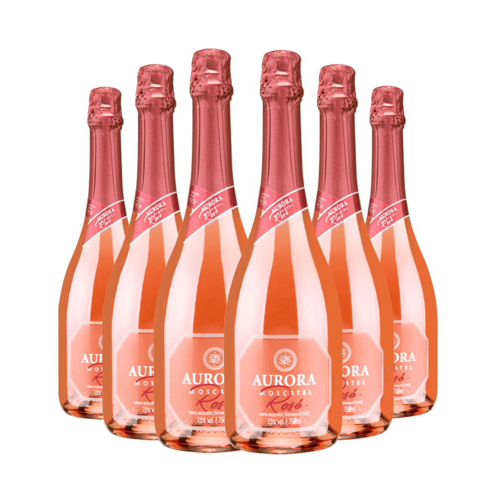 Espumante Vinícola Aurora Rosé Moscatel Brasil Moscato 750ml - 6 Unidades