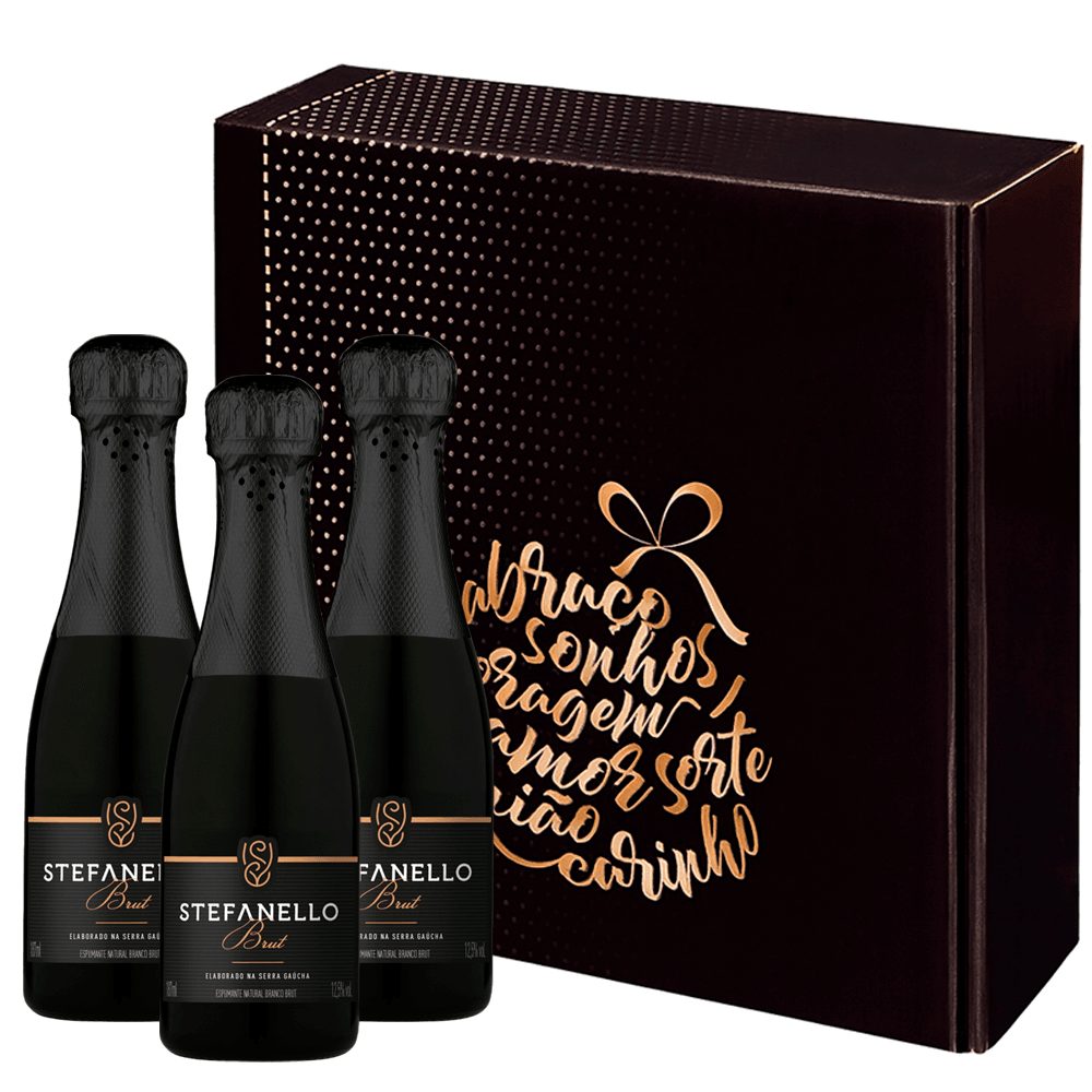 Espumante Stefanello Branco Brut Brasil Colombard, Glera, Trebbiano 187ml - 3 Unidades