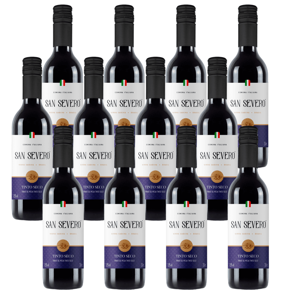 Vinho San Severo Tinto Seco Brasil Bordô 250ml - 12 Unidades