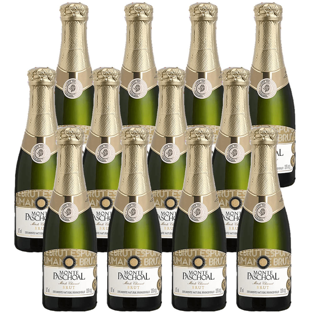Espumante Monte Paschoal Branco Brut Brasil Chardonnay, Pinot Noir 187ml - 12 Unidades