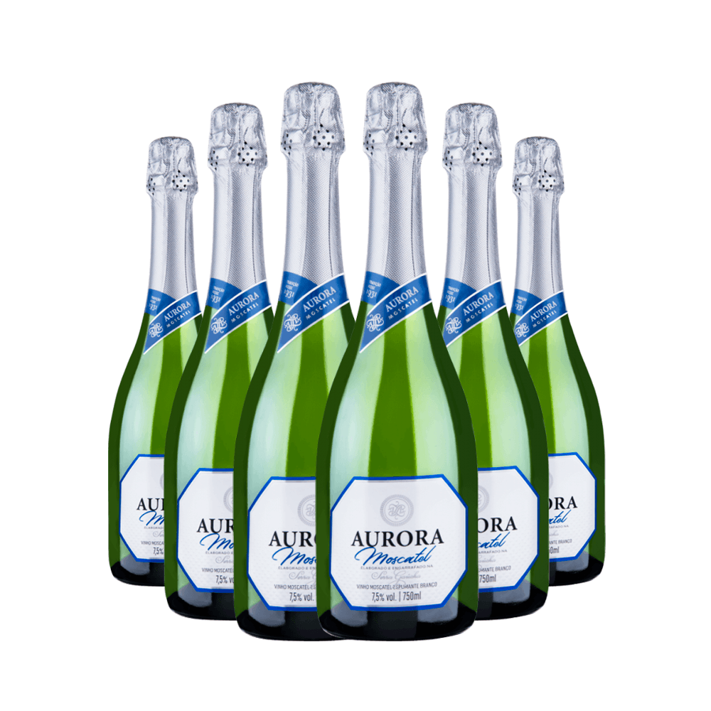 Espumante Vinícola Aurora Branco Moscatel Brasil Moscato 750ml - 6 Unidades