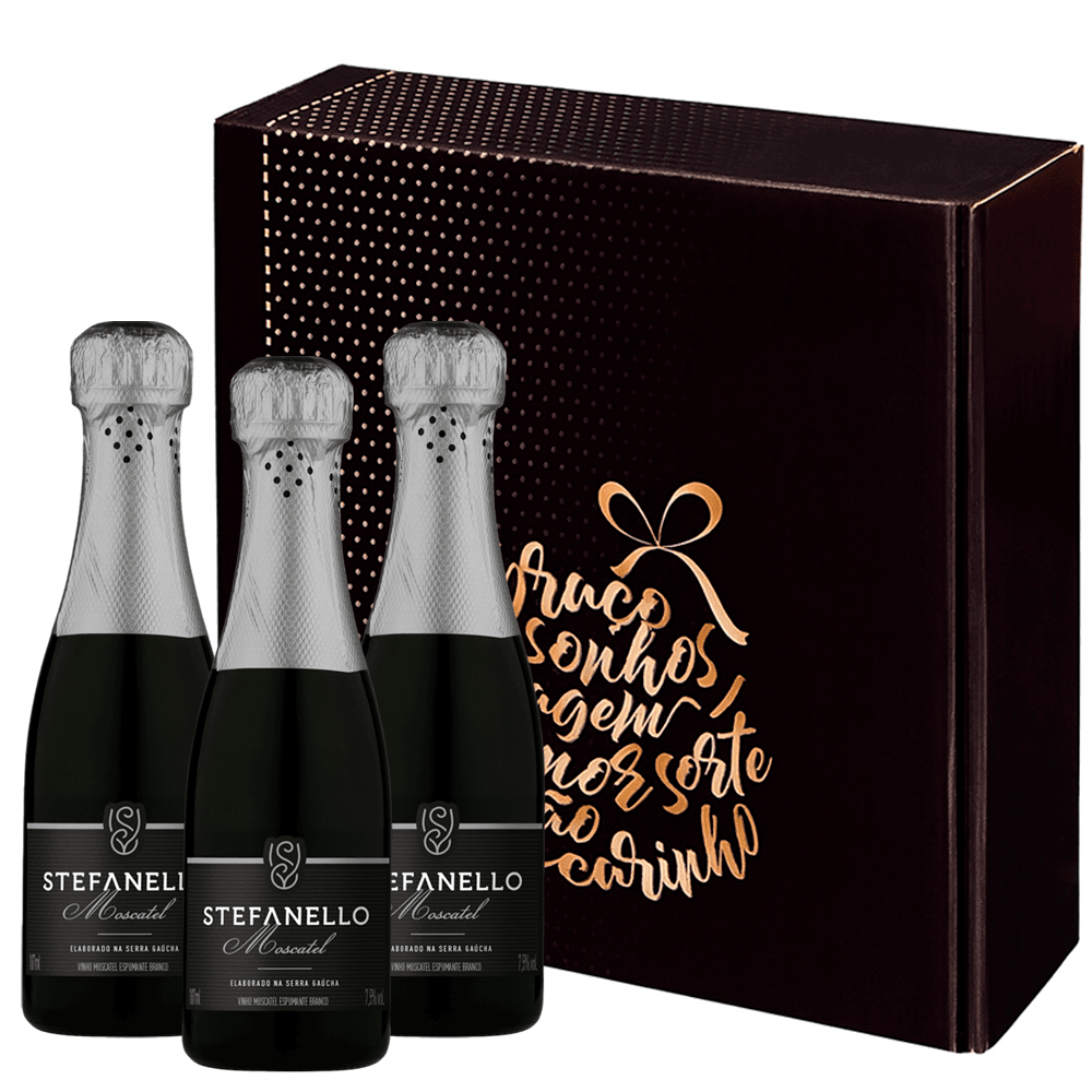 Espumante Stefanello Branco Moscatel Brasil Moscato 187ml - 3 Unidades