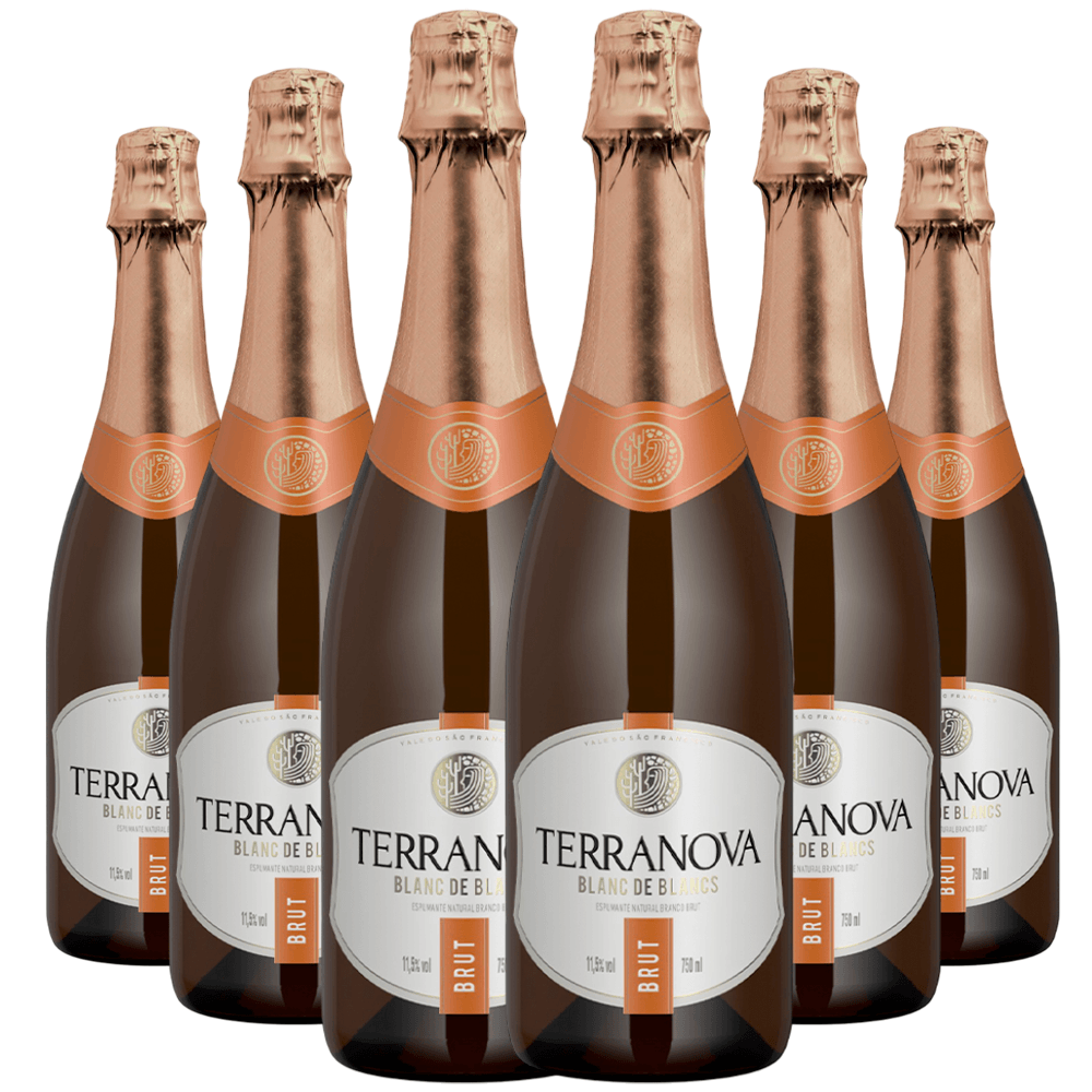 Espumante Terranova Branco Brut Brasil Blanc de Blancs Chenin Blanc, Sauvignon Blanc, Verdejo 750ml - 6 Unidades
