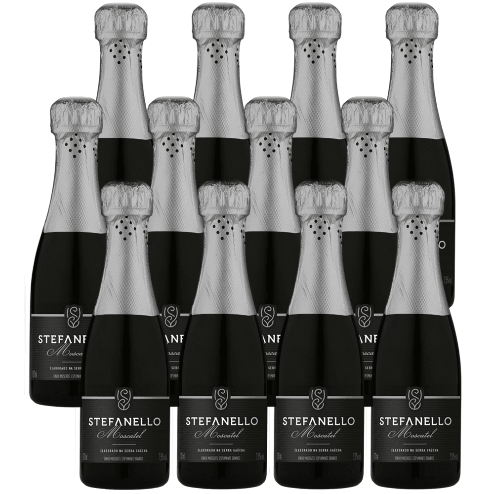 Espumante Stefanello Branco Moscatel Brasil Moscato 187ml - 12 Unidades
