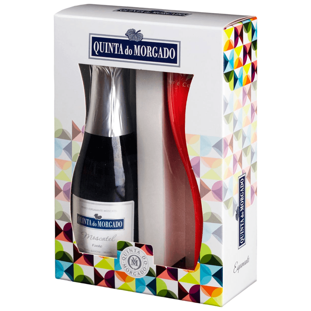 Maleta Mini Espumante Quinta do Morgado Moscatel 187ml c/ 1 Taça