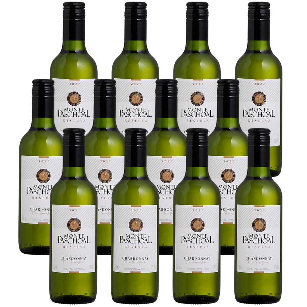 Vinho Monte Paschoal Branco Seco Brasil Reserva Chardonnay 250ml - 12 Unidades
