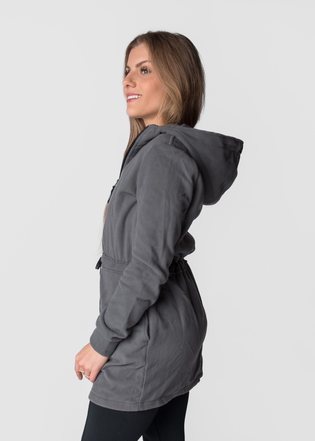 Parka Feminina Com Capuz e Regulagem Na Cintura Em Fleece | SVAGO