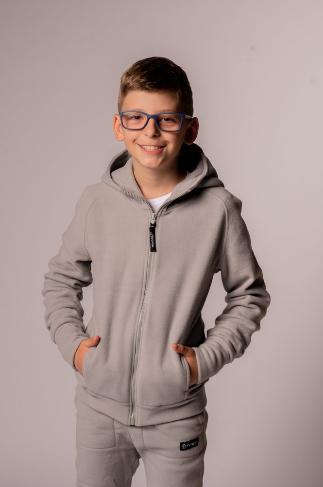 Jaqueta Infantil Unissex Em Fleece Com Capuz e Punho de Luva SVAGO