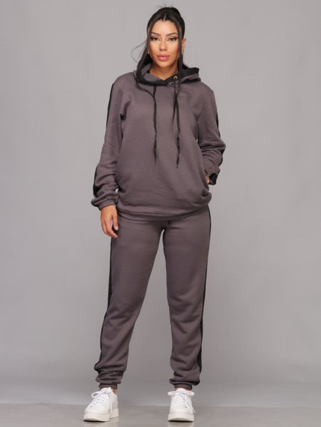 Conjunto Moletom Casaco Moletom Feminino Cinza Moletom Feminino
