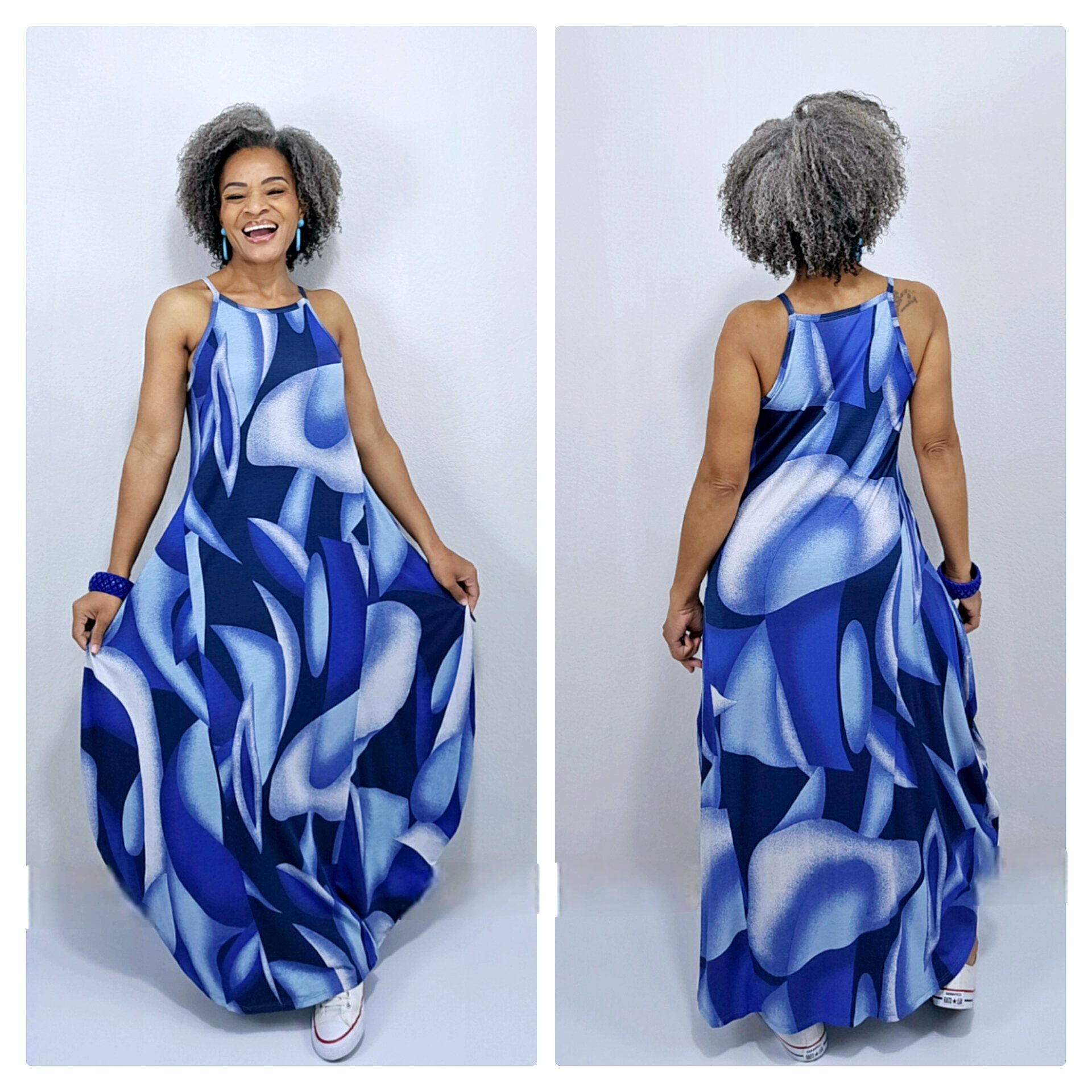 Vestido Saruel Aloha Azul | ESTILO KRIS PAULINO LTDA