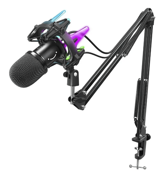 Microfone Fifine K651 RGB com Kit Braço Articulado | Olhada Tec