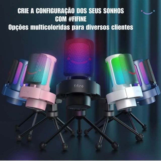 Microfone Fifine A8v Condensador Usb Ampligame Rgb | BLAUT