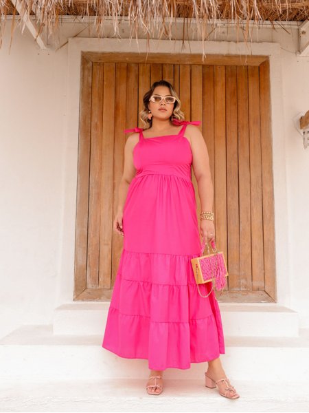 Vestido Longo Plus Size Versátil Casual Com Alça Multiuso Woman