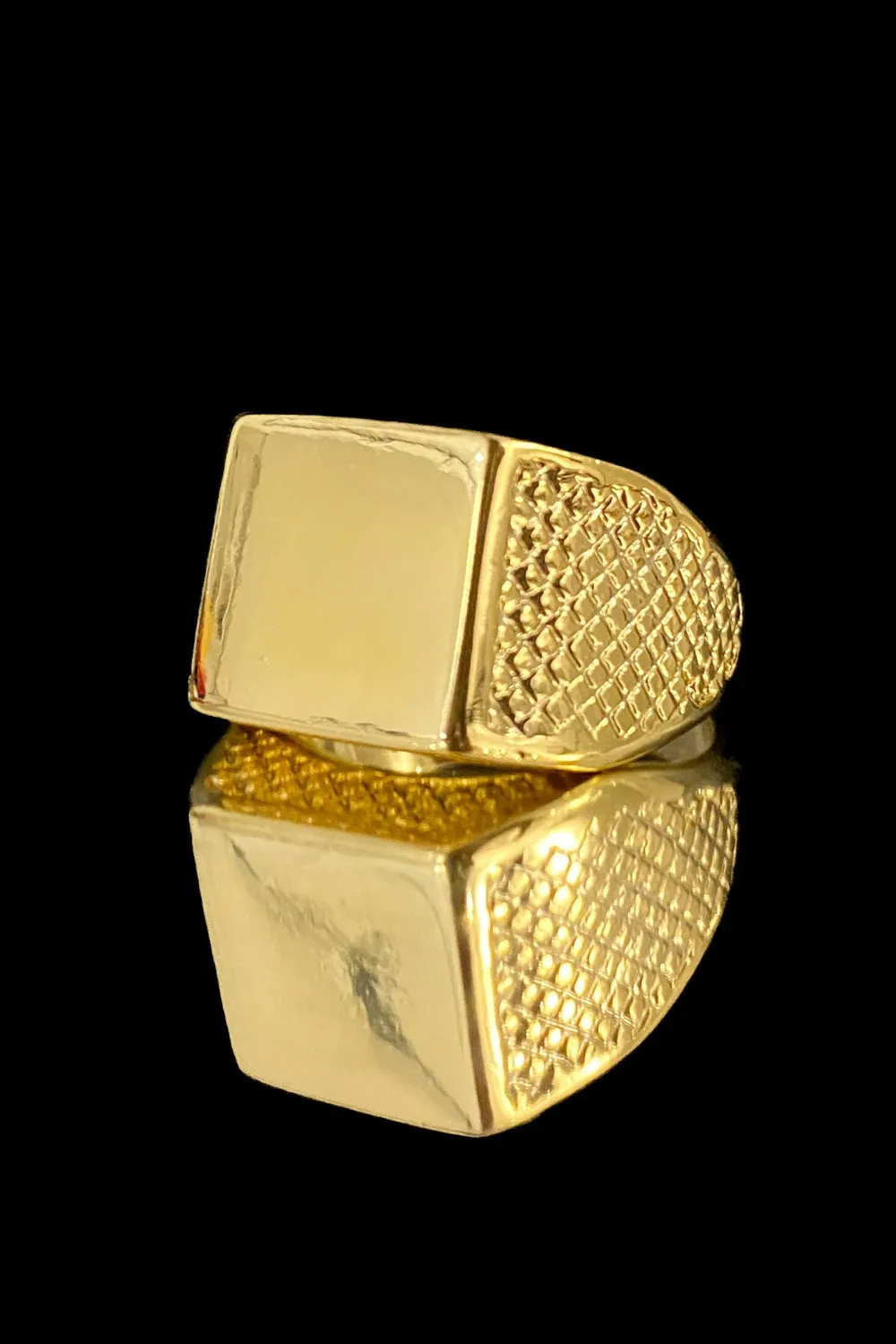 Anel Masculino Quadrado Liso Detalhado 12g Banhado A Ouro 18k ...