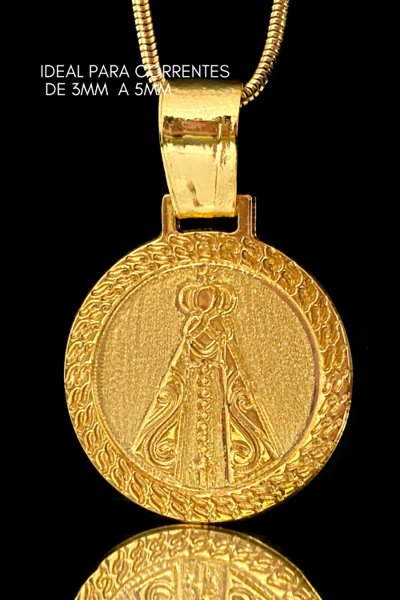 Pingente Nossa Senhora Baixo Relevo Medalha- 2x2cm- 5,6g- Banhada A Ouro 18k - P