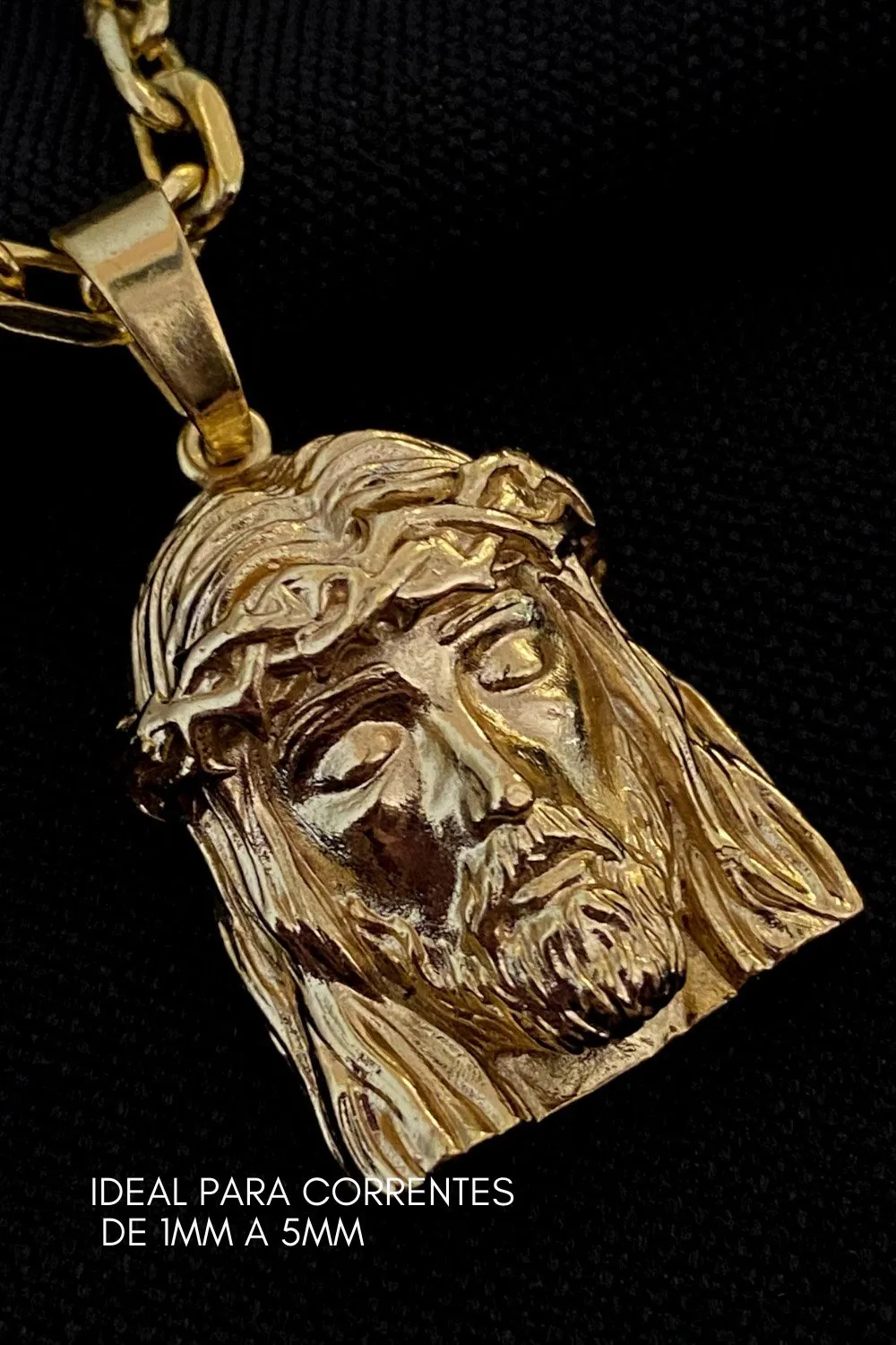 Pingente Face De Cristo Tipo 4 - 2,4x2cm - 6,5g - Banhado A Ouro 18k